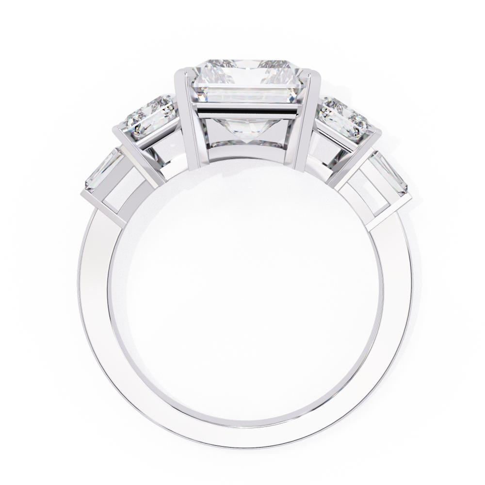 The Wendy Radiant Three Stone with Euro Shank Engagement Ring