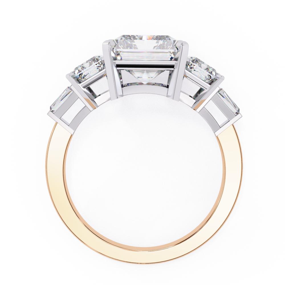 The Wendy Radiant Three Stone with Euro Shank Engagement Ring