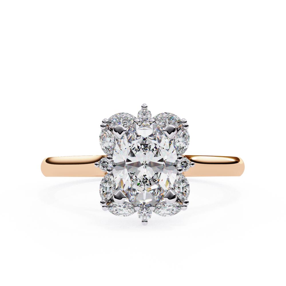 The Smiley Oval with Unique Halo Engagement Ring