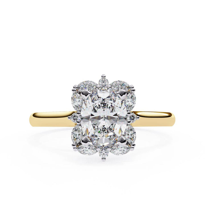 The Smiley Oval with Unique Halo Engagement Ring
