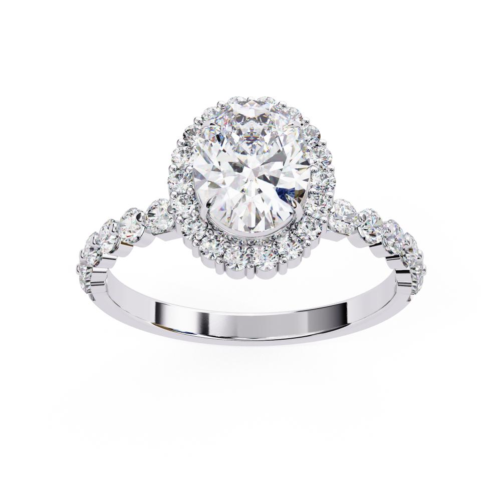 The Jeffrey Oval Halo with Shared Prong Engagement Ring