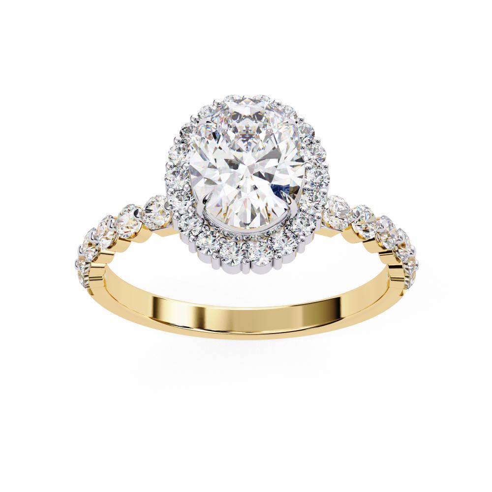 The Jeffrey Oval Halo with Shared Prong Engagement Ring