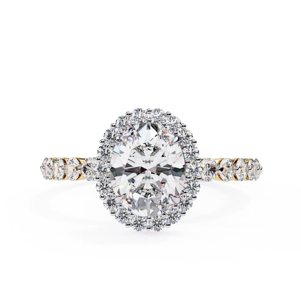 The Jeffrey Oval Halo with Shared Prong Engagement Ring