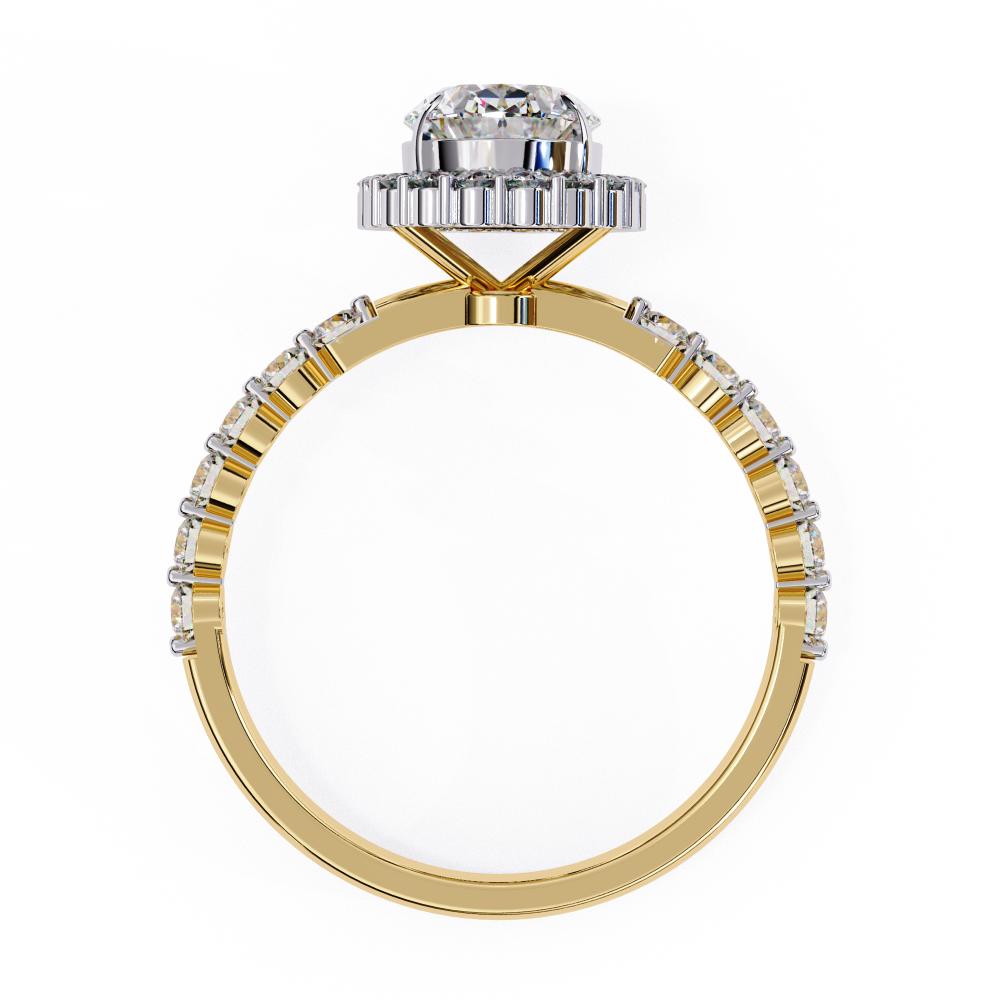 The Jeffrey Oval Halo with Shared Prong Engagement Ring