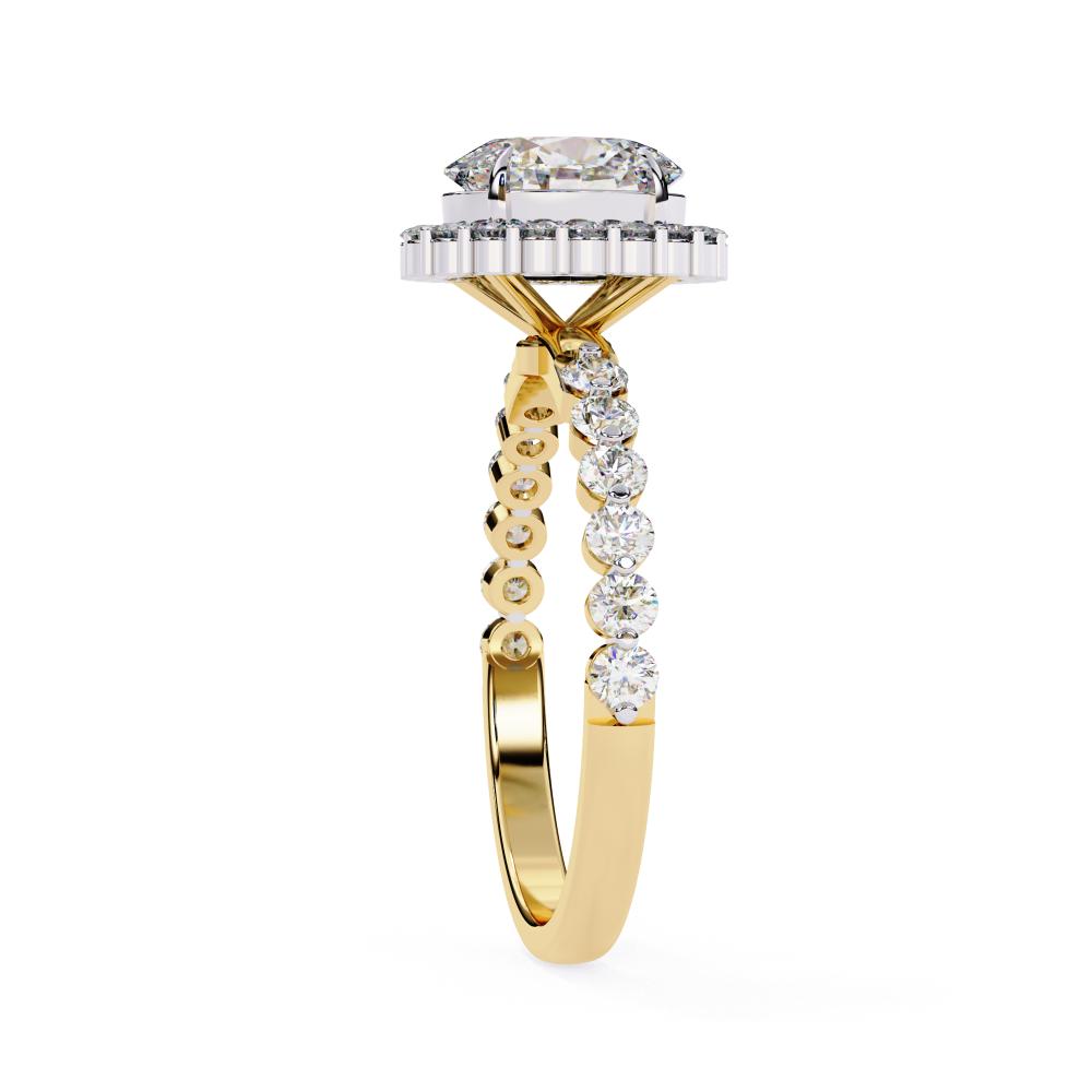 The Jeffrey Oval Halo with Shared Prong Engagement Ring