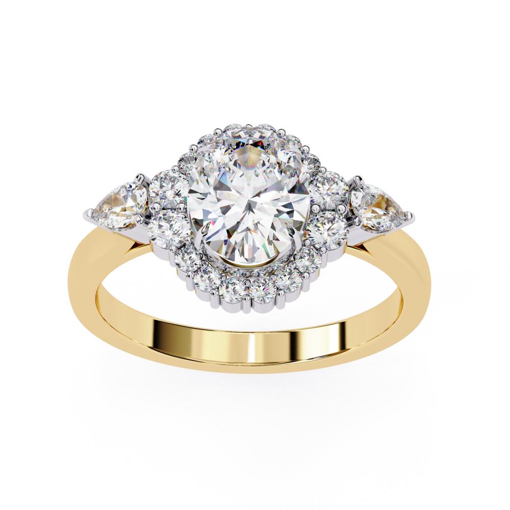 The Anyssa Oval Halo with Three Stone Engagement Ring
