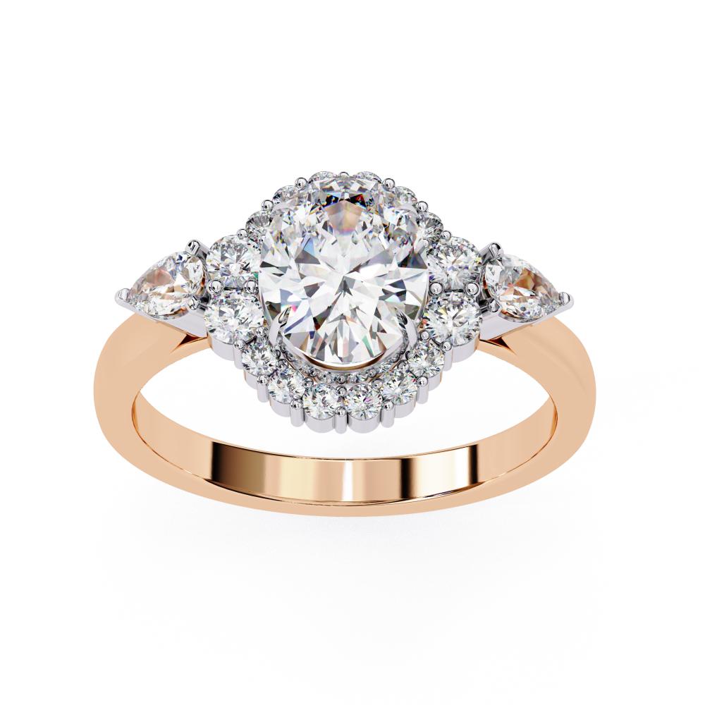 The Anyssa Oval Halo with Three Stone Engagement Ring