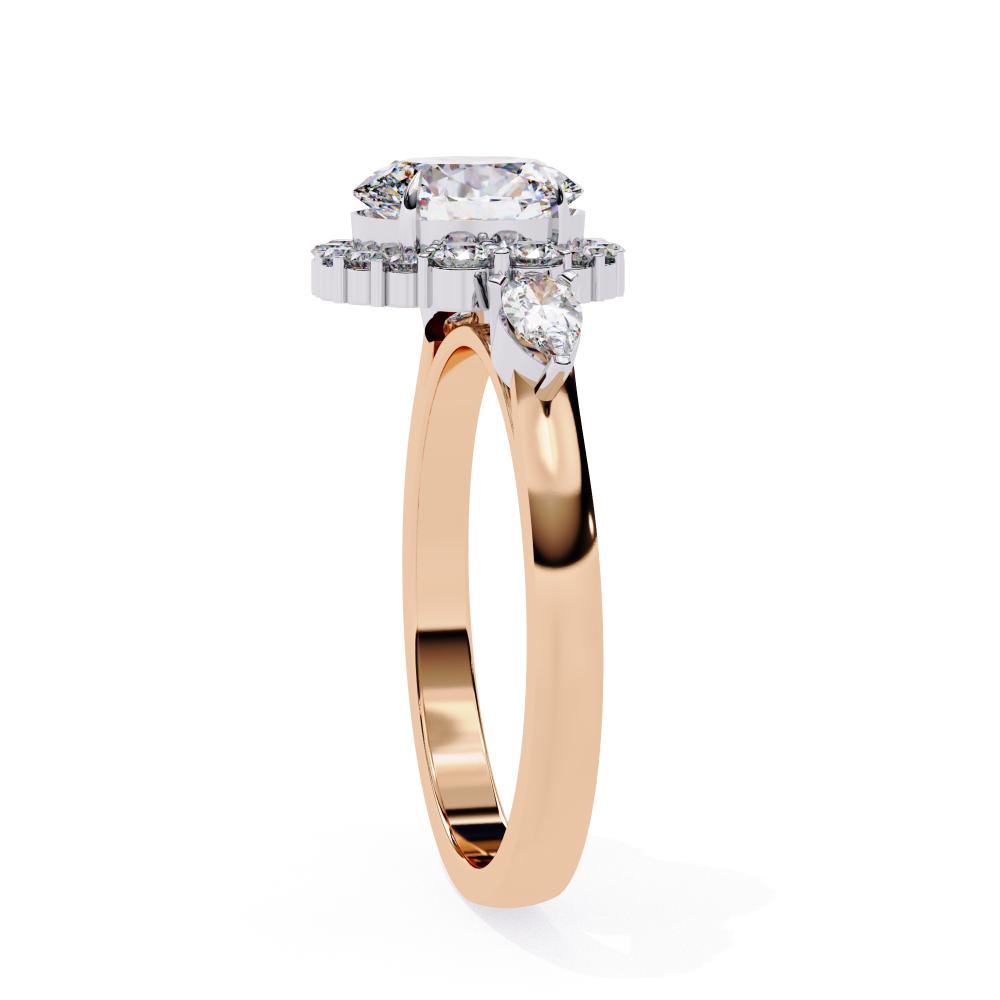 The Anyssa Oval Halo with Three Stone Engagement Ring