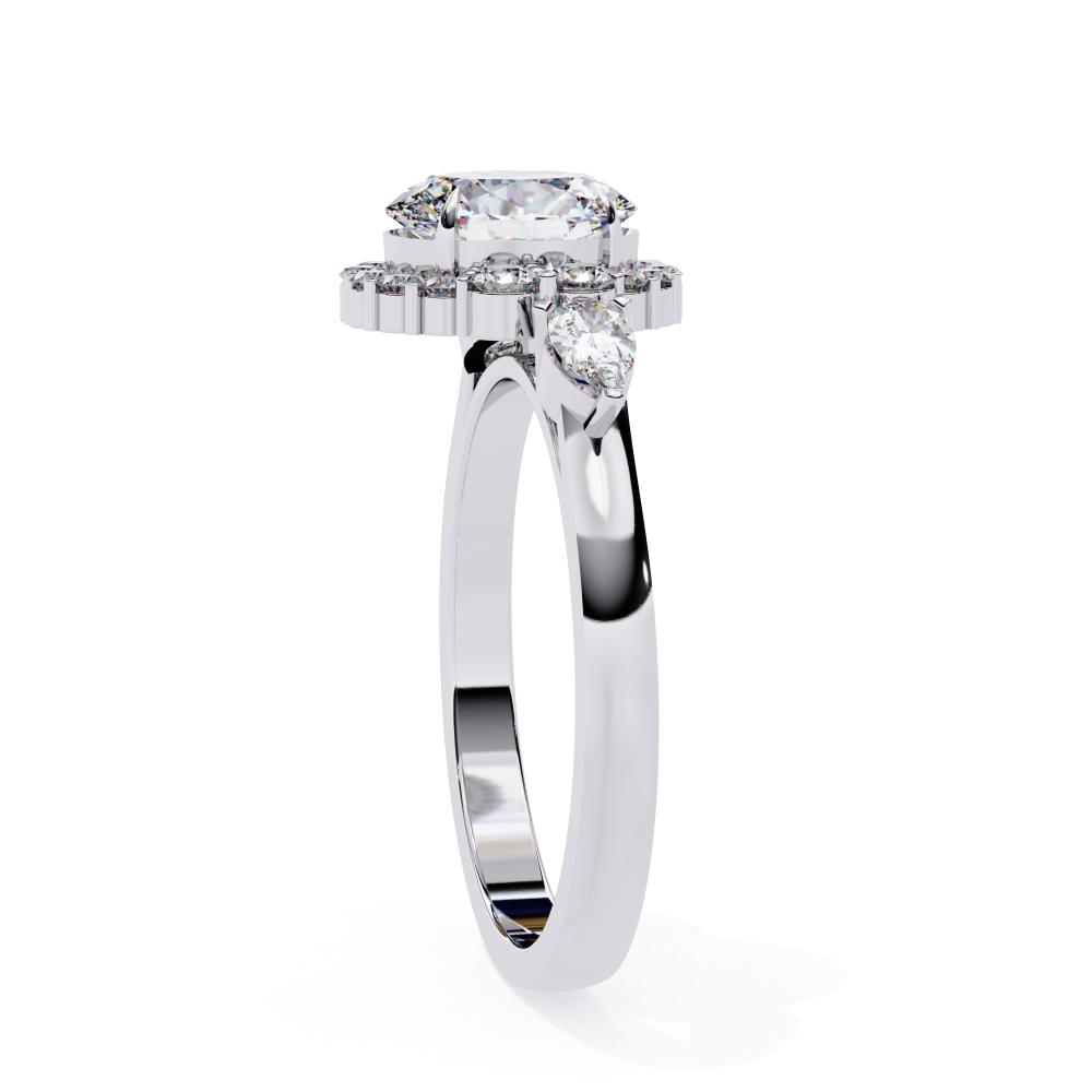 The Anyssa Oval Halo with Three Stone Engagement Ring