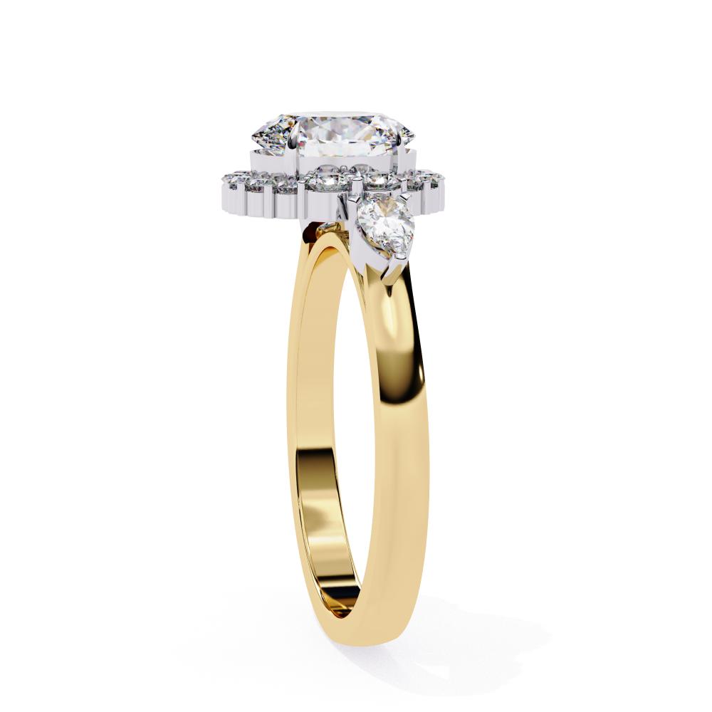 The Anyssa Oval Halo with Three Stone Engagement Ring