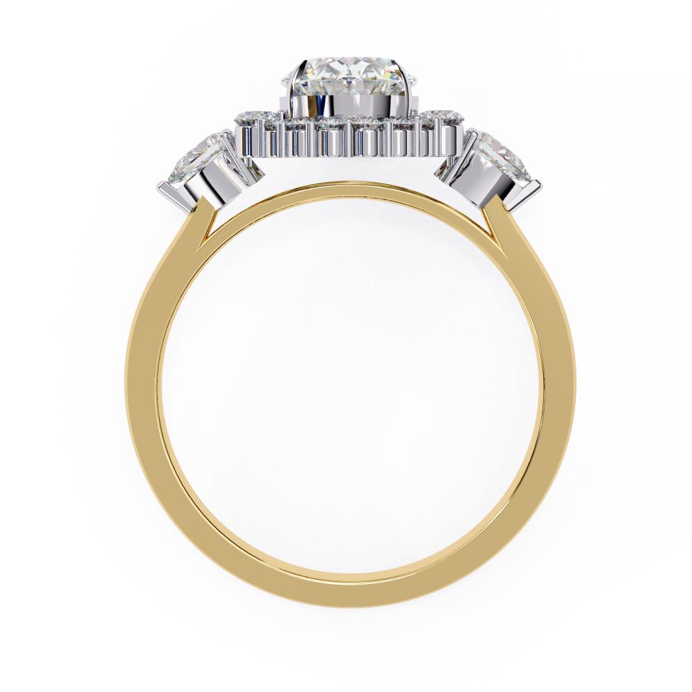The Anyssa Oval Halo with Three Stone Engagement Ring