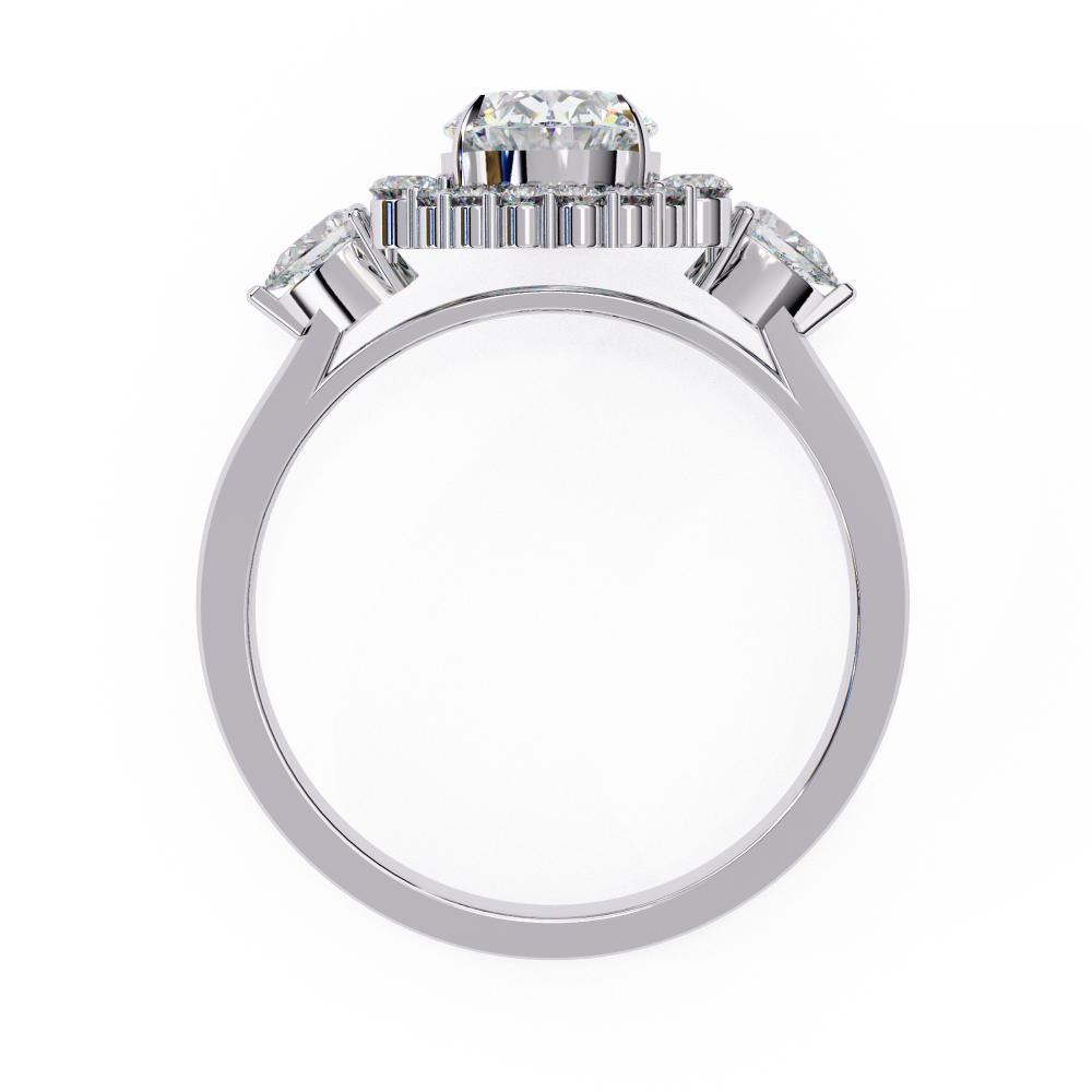 The Anyssa Oval Halo with Three Stone Engagement Ring