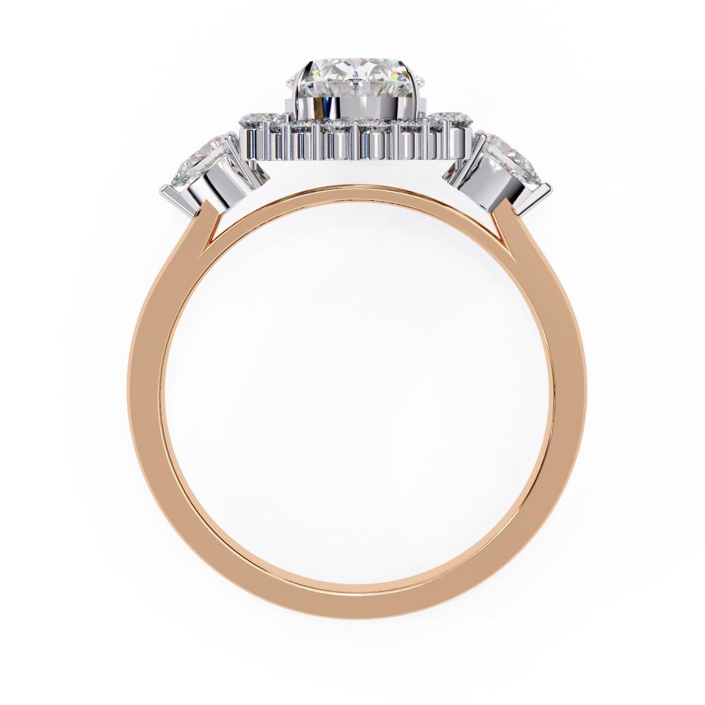 The Anyssa Oval Halo with Three Stone Engagement Ring