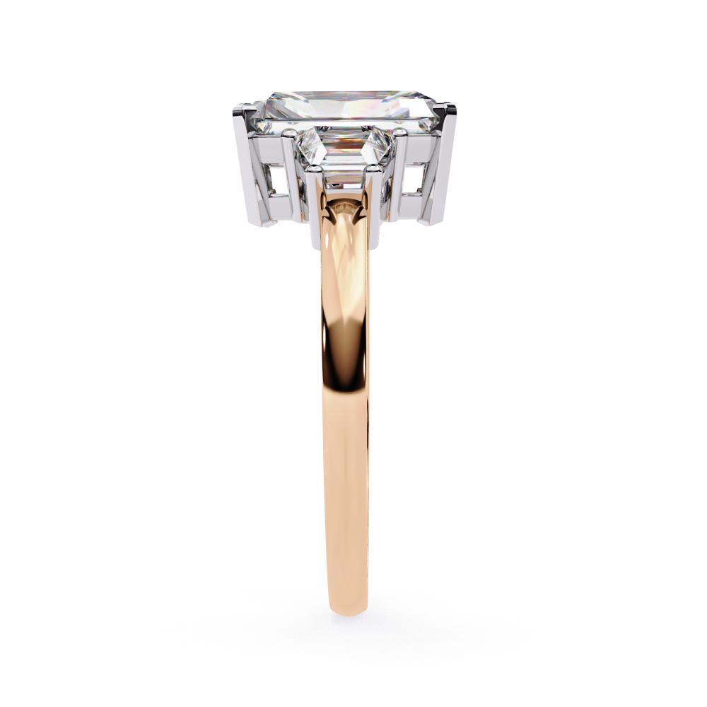 The Adrienne Radiant with Baguette Three Stone Engagement Ring