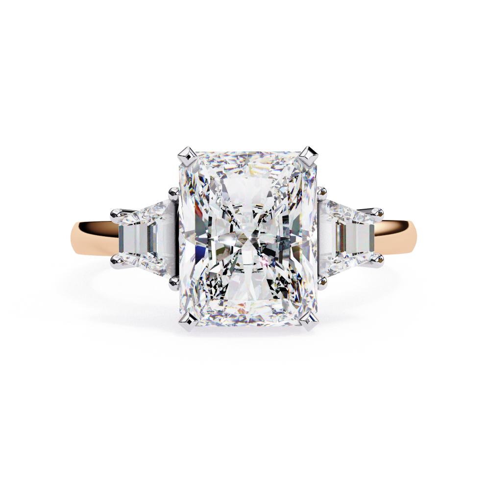 The Adrienne Radiant with Baguette Three Stone Engagement Ring