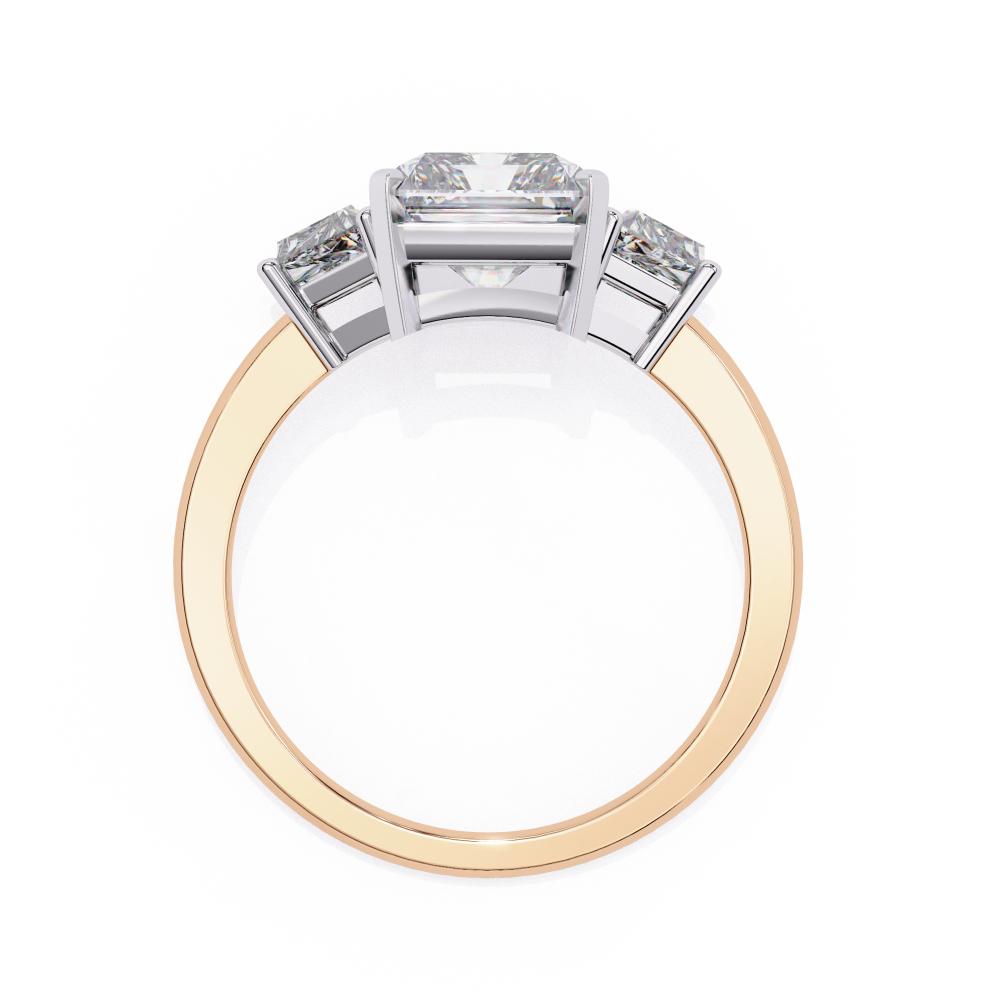 The Adrienne Radiant with Baguette Three Stone Engagement Ring