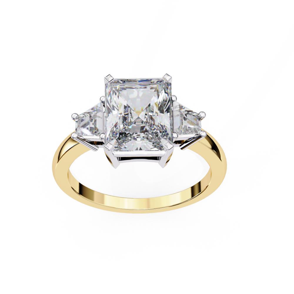 The Adrienne Radiant with Baguette Three Stone Engagement Ring