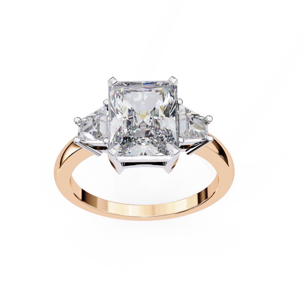 The Adrienne Radiant with Baguette Three Stone Engagement Ring