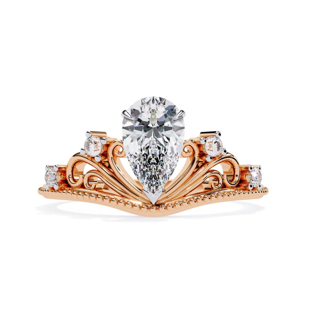 The Briana Pear Crown Inspired Chevon Shaped Engagement Ring