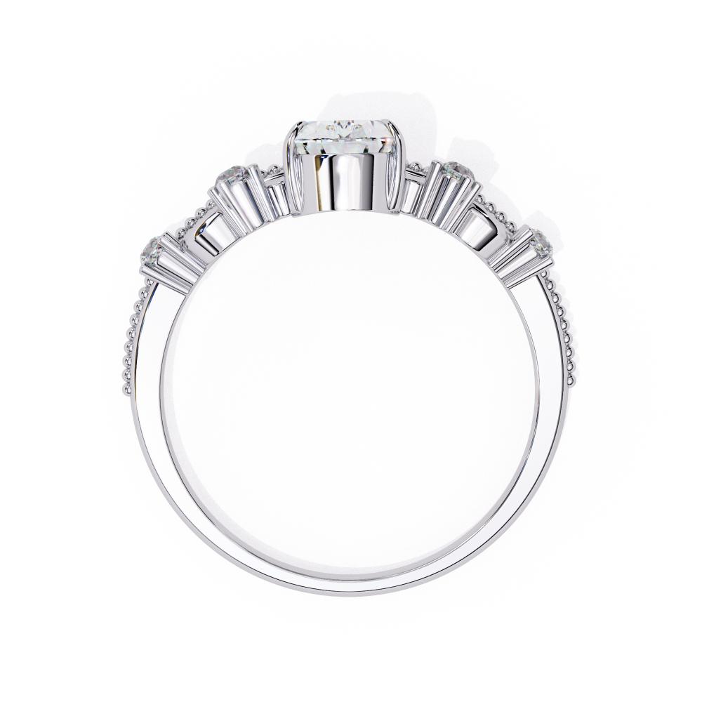 The Briana Pear Crown Inspired Chevon Shaped Engagement Ring