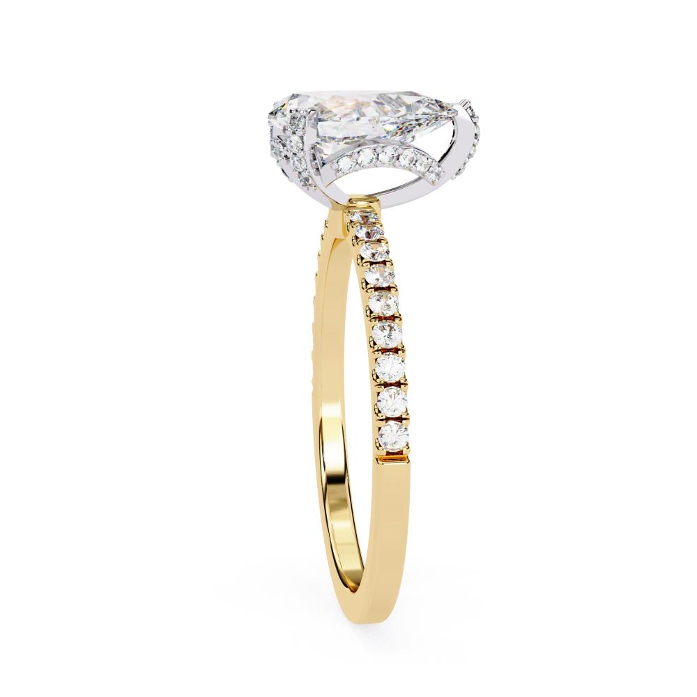 The Felicia Pear Unique Hidden Halo with Pave Engagement Ring