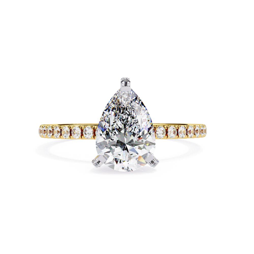 The Felicia Pear Unique Hidden Halo with Pave Engagement Ring