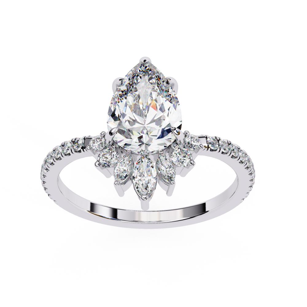 The Corina Pear Vintage Style with French Pave  Engagement Ring