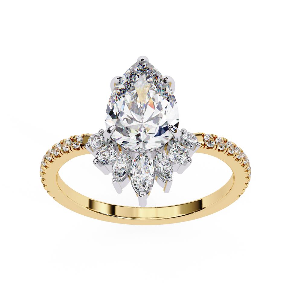 The Corina Pear Vintage Style with French Pave  Engagement Ring