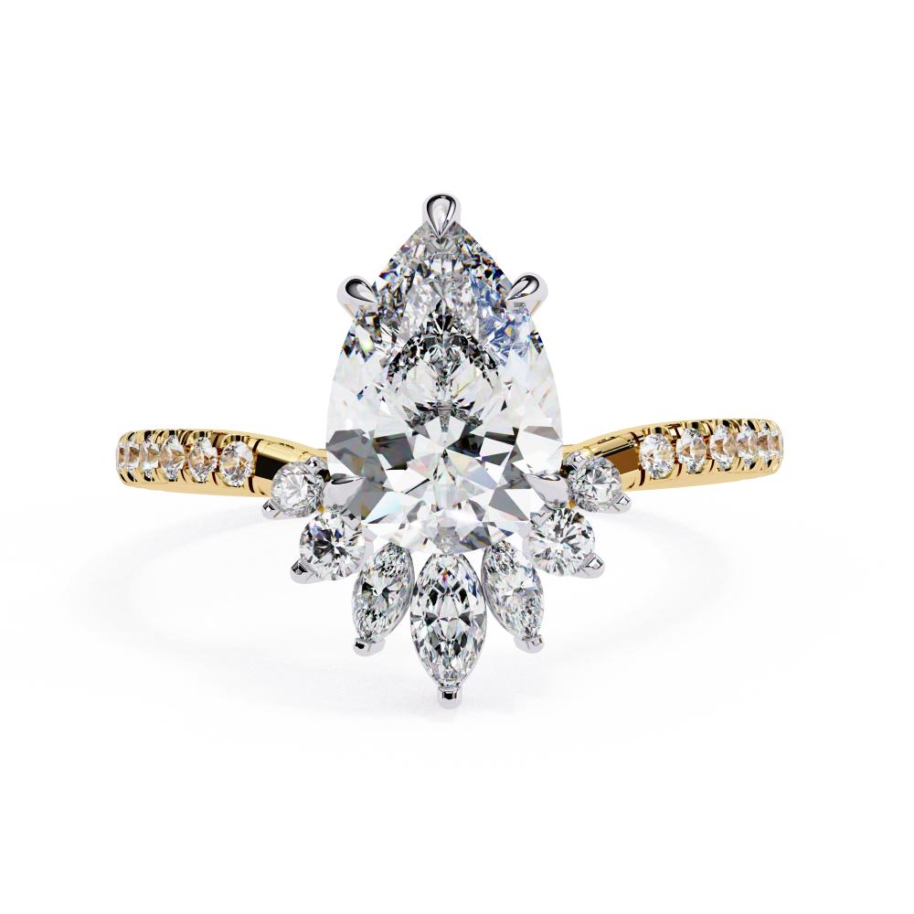 The Corina Pear Vintage Style with French Pave  Engagement Ring