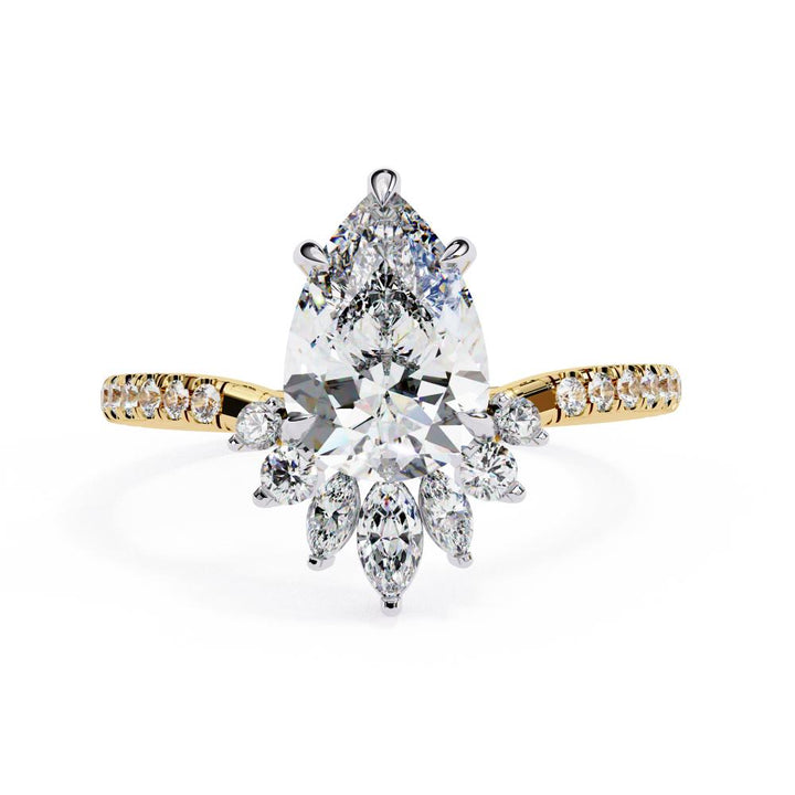 The Corina Pear Vintage Style with French Pave Engagement Ring