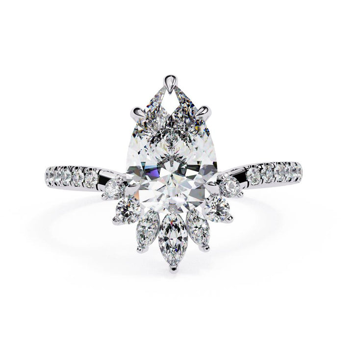 The Corina Pear Vintage Style with French Pave  Engagement Ring