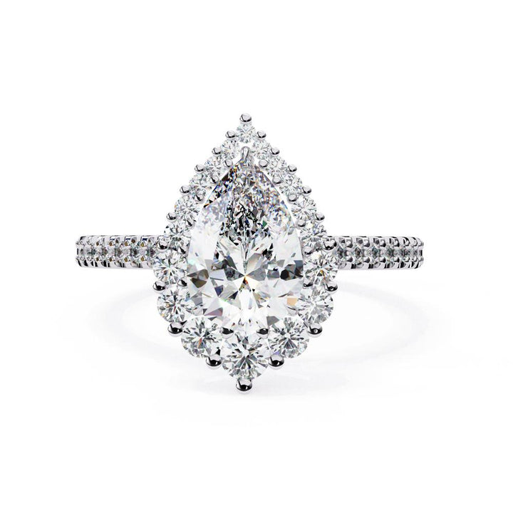 The Durante Pear Halo With French Pave Engagement Ring