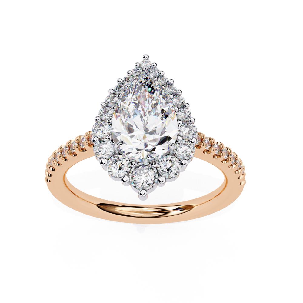 The Durante Pear Halo With French Pave Engagement Ring
