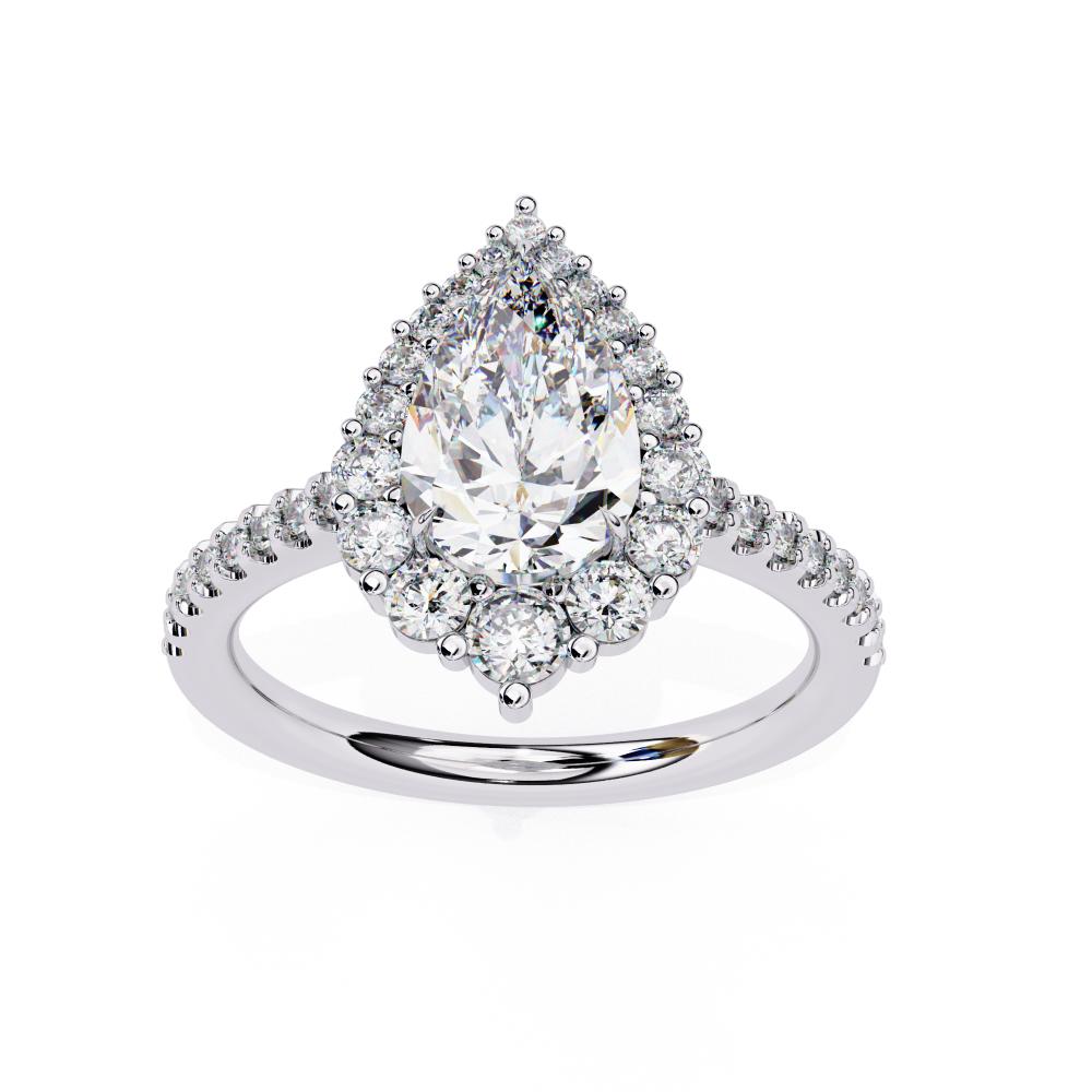 The Durante Pear Halo With French Pave Engagement Ring