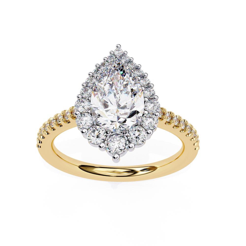 The Durante Pear Halo With French Pave Engagement Ring