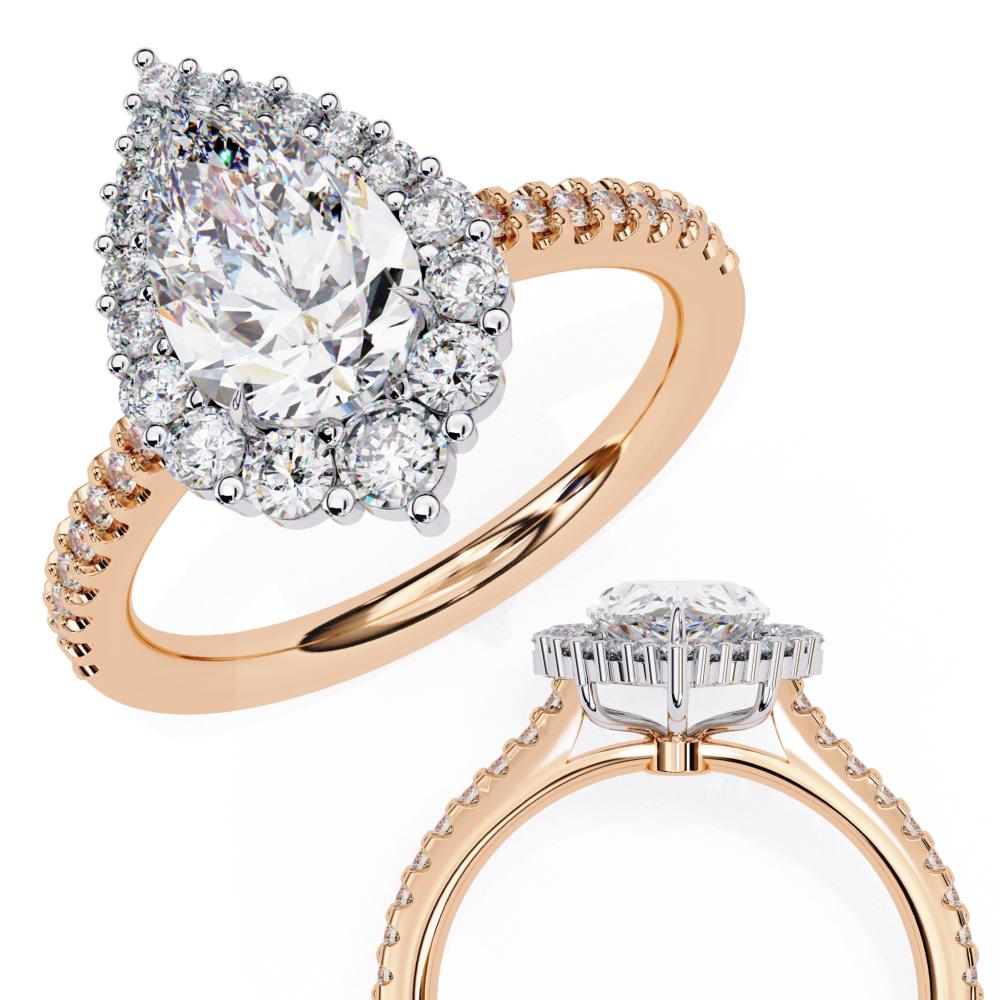 The Durante Pear Halo With French Pave Engagement Ring