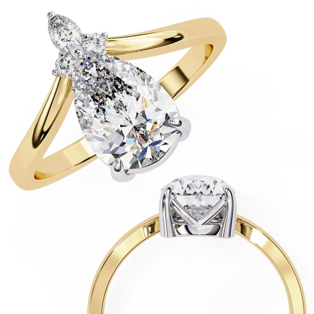 The Ian Pear Vintage Style With Curved Band Engagement Ring