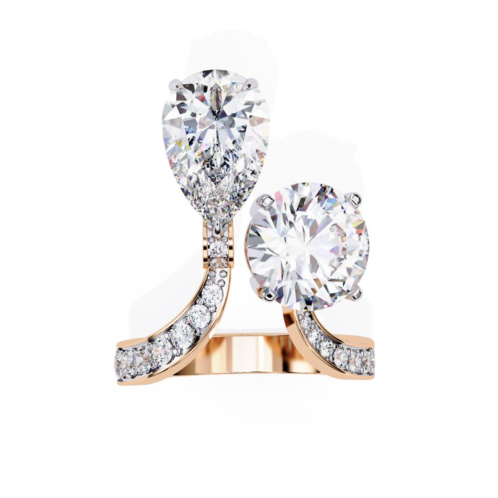 The Bonnie Pear & Round Toi Et Moi Vintage Engagement Ring