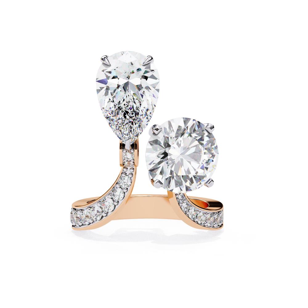 The Bonnie Pear & Round Toi Et Moi Vintage Engagement Ring