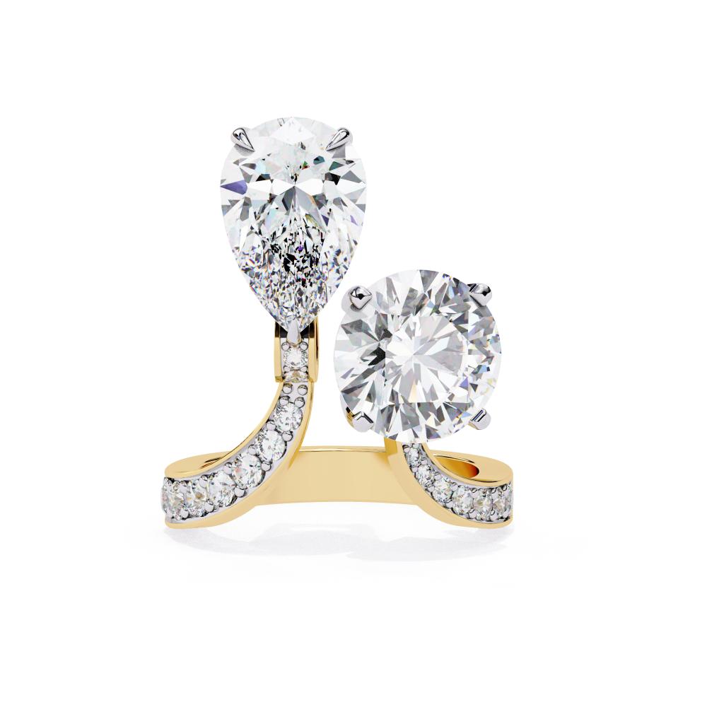 The Bonnie Pear & Round Toi Et Moi Vintage Engagement Ring