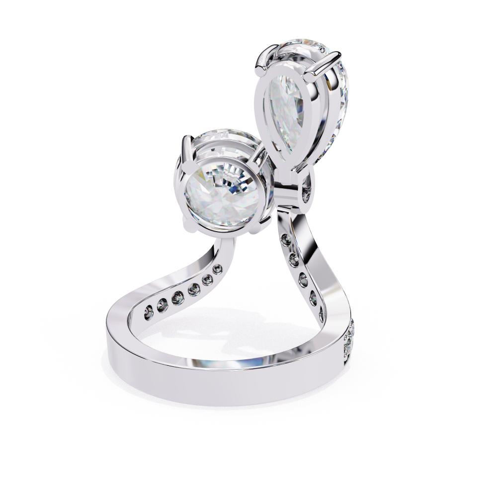 The Bonnie Pear & Round Toi Et Moi Vintage Engagement Ring