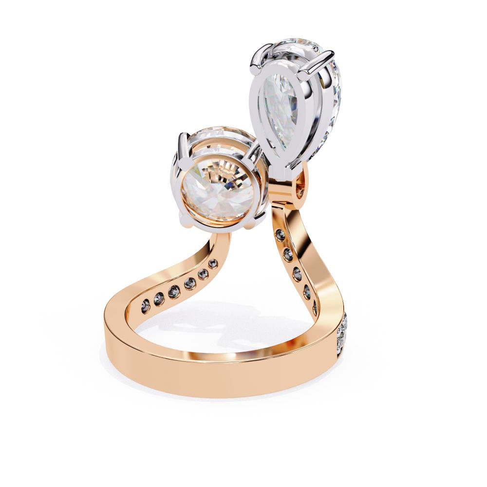 The Bonnie Pear & Round Toi Et Moi Vintage Engagement Ring