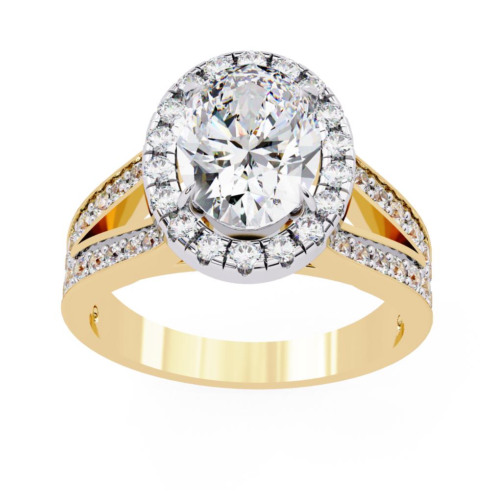 The Hanley Oval Halo with Split Shank Engagement Ring