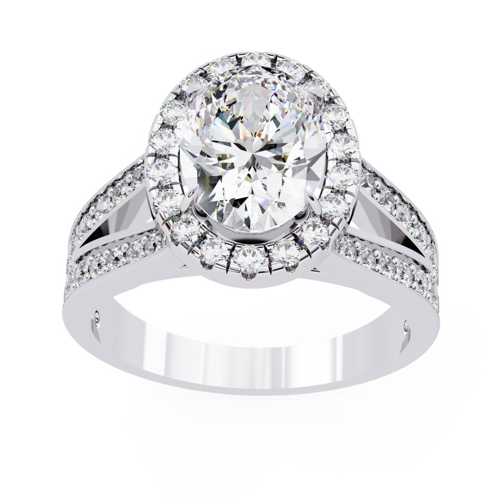 The Hanley Oval Halo with Split Shank Engagement Ring