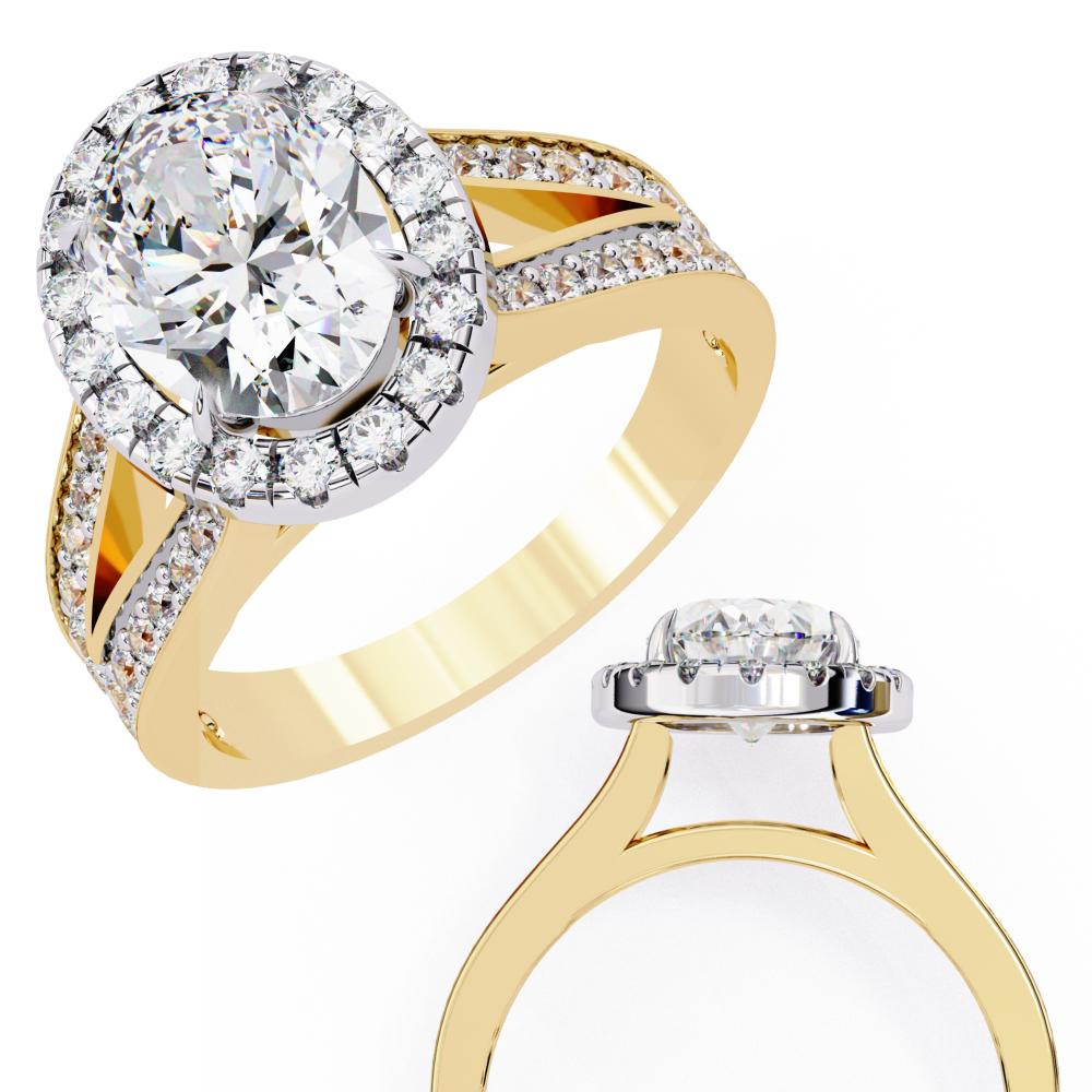 The Hanley Oval Halo with Split Shank Engagement Ring