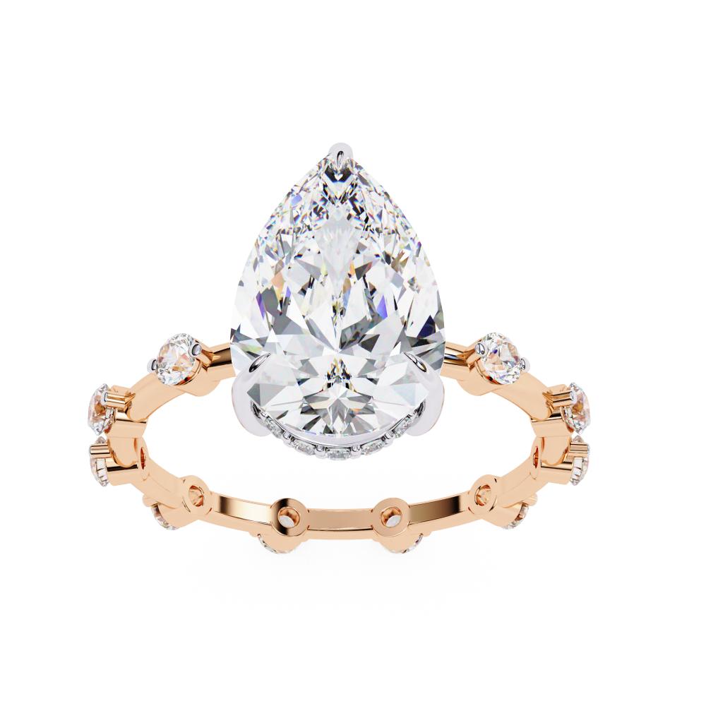 The Felicia Pear Hidden Halo with Space Stone Engagement Ring