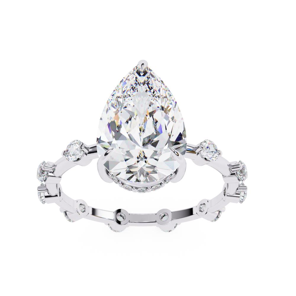 The Felicia Pear Hidden Halo with Space Stone Engagement Ring