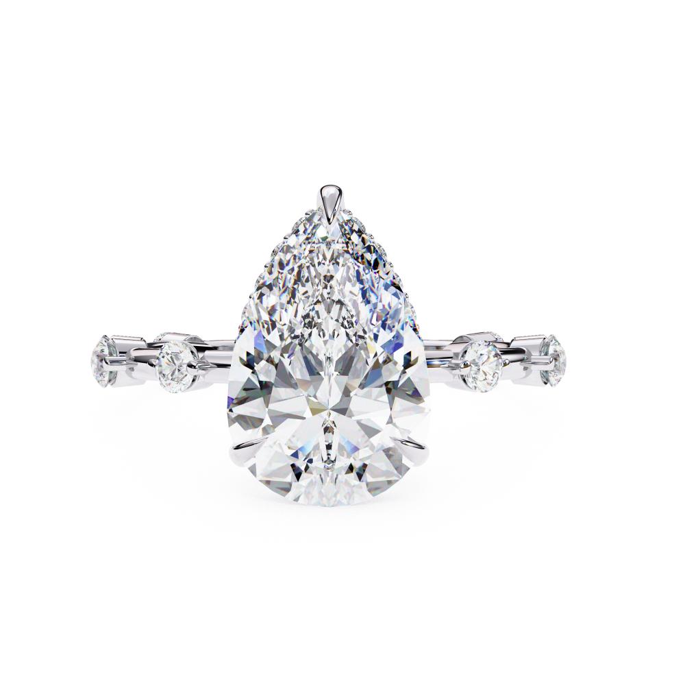 The Felicia Pear Hidden Halo with Space Stone Engagement Ring