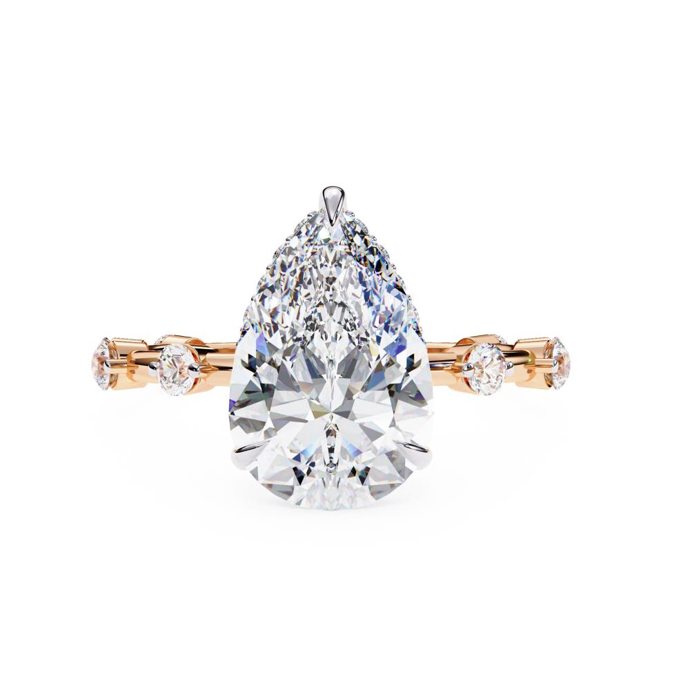 The Felicia Pear Hidden Halo with Space Stone Engagement Ring