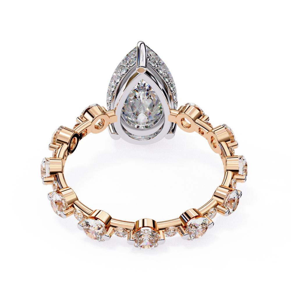 The Desiree Pear Hidden Halo with Shared Prong Engagement Ring